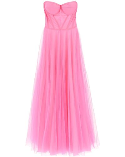 19:13 Dresscode Long Tulle Bustier Dress - Pink