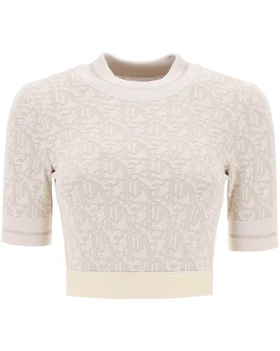 Palm Angels Monogram-jacquard T-shirt - White