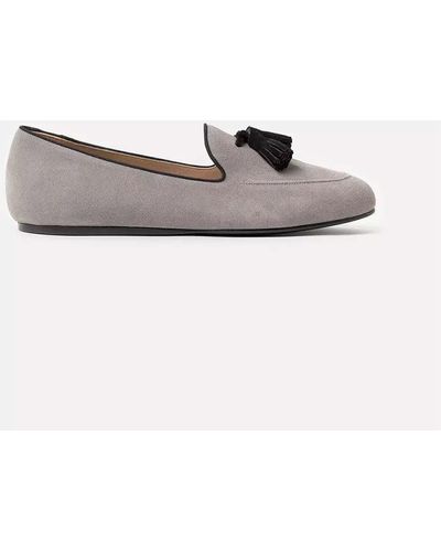 Charles Philip Leather Flat Shoe - Grey