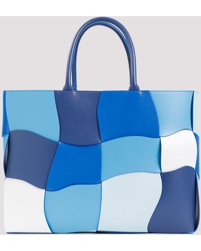 Bottega Veneta Blue Distorted Arco Calf Leather Tote Bag