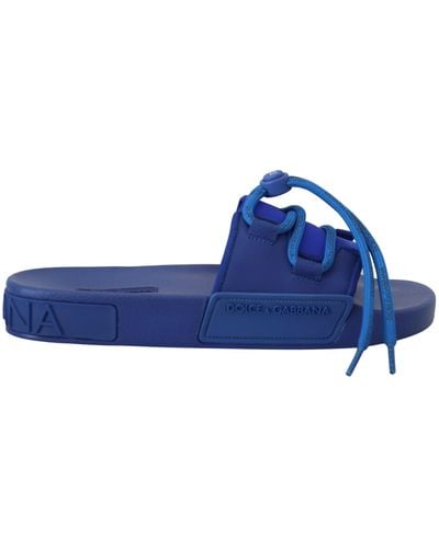 Dolce & Gabbana Stretch Rubber Sandals Slides Slip On Shoes - Blue