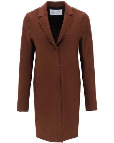 Harris Wharf London Single Breasted Coat In Pressed Wool - Brown