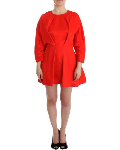 Fyodor Golan Linen Sleeve Sheath Dress Red Sig12596