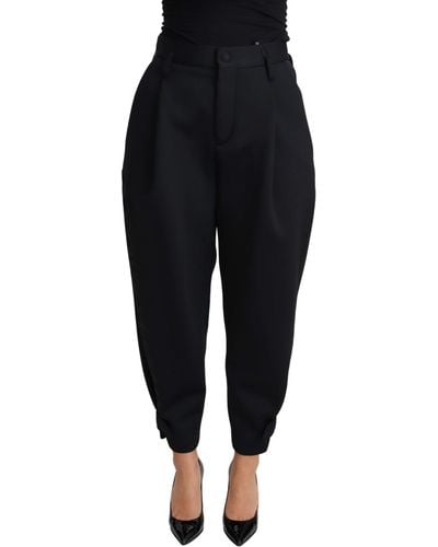 Dolce & Gabbana Cropped Dress High Waist Polyester Pants - Black