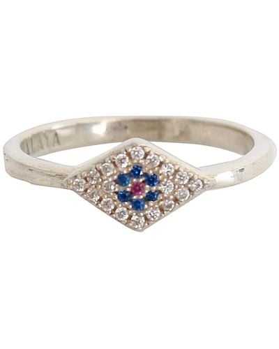 Nialaya Blue Red Cz 925 Clear Ring - White