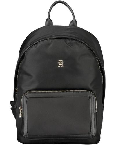 Tommy Hilfiger Chic Designer Backpack With Logo Detail - Black