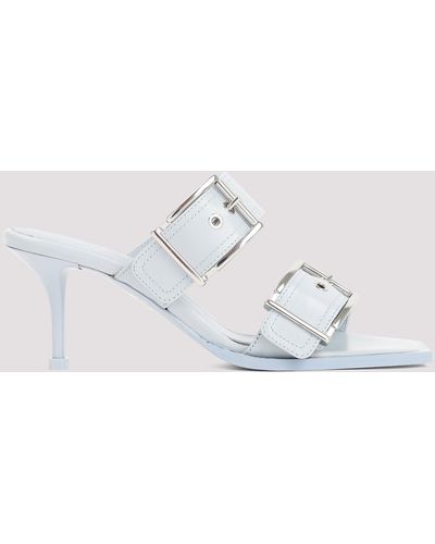 Alexander McQueen Spring Blue Leather Sandals - White