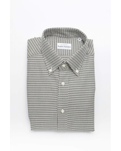 Robert Friedman Beige Cotton Button-down Men's Shirt - Grey