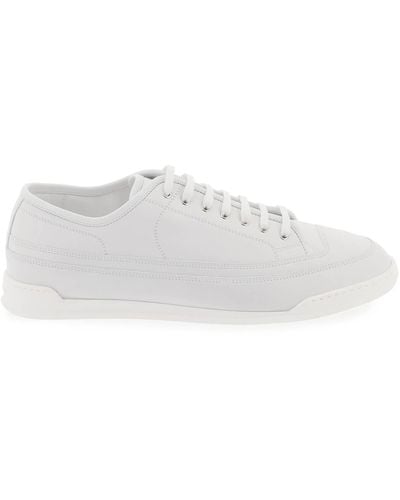 John Lobb Leather Court Trainers In - White