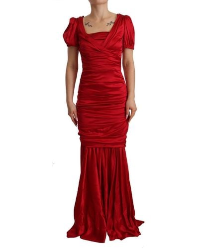 Dolce & Gabbana Elegant Silk Stretch Mermaid Dres - Red