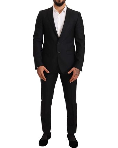 Dolce & Gabbana Wool Slim 2 Piece Set Martini Suit - Black