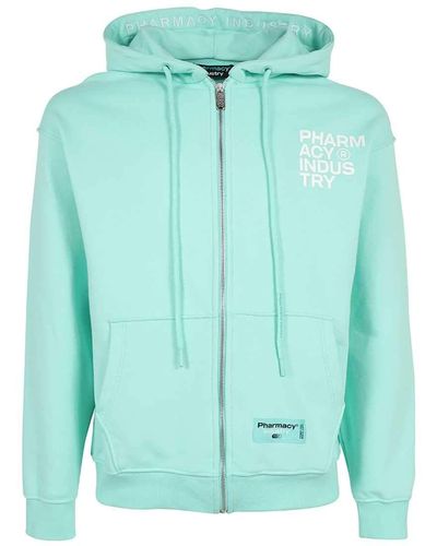 Pharmacy Industry Chic Urban Hooded Jumper With Zip Closure - Green