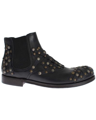 Dolce & Gabbana Studded Ankle Boots - Black