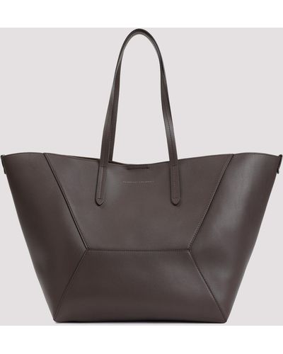 Brunello Cucinelli Dark Brown Leather Handbag - Black