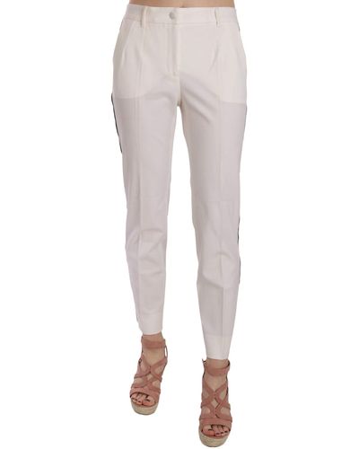Dolce & Gabbana Dolce Gabbana High Waist Skinny Slim Cropped Trousers - White