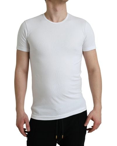 Dolce & Gabbana Cotton Round Neck Crewneck Underwear T-Shirt - White