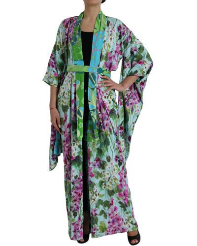 Dolce & Gabbana Elegant Floral Silk Bathrobe Jacket - Green