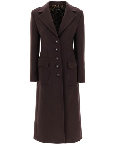 Dolce & Gabbana Shaped Coat In Wool And Cashmere - Black