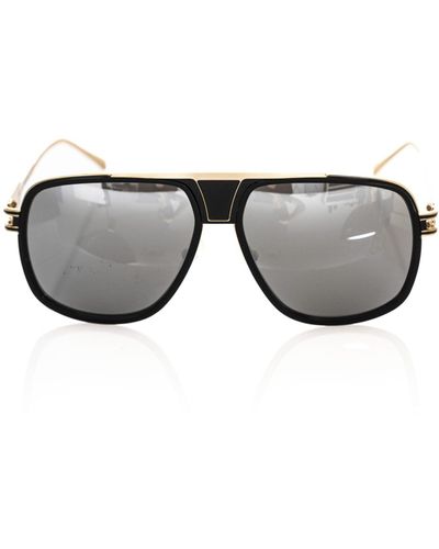 Frankie Morello Elegant Shield Sunglasses With Accents - Black