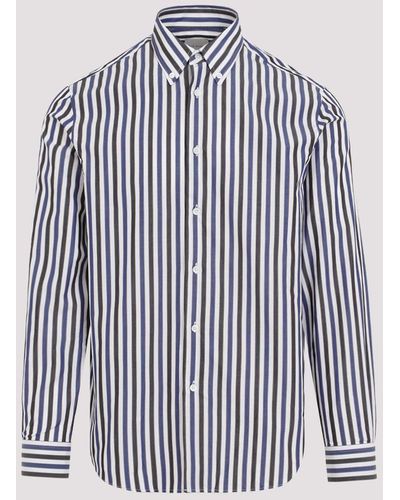 Paul Smith White S/c Causal Fit Cotton Shirt - Blue