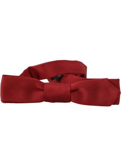 Dolce & Gabbana 100% Silk Slim Adjustable Neck Papillon Bow Tie - Red