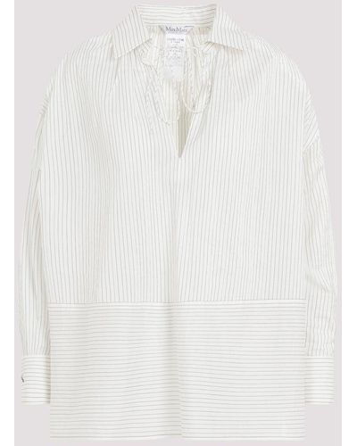 Max Mara White Black Saletta Cotton Silk Shirt