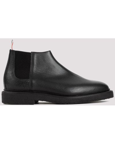 Thom Browne Leather Mid Top Chelsea Boots - Black