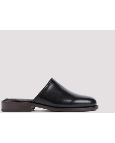 Lemaire Black Calf Leather Square Mule