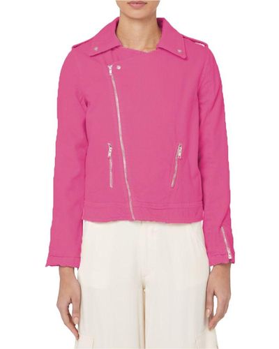 hinnominate Fuchsia Cotton Jackets & Coat - Pink