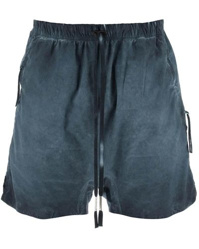 Boris Bidjan Saberi Linen And Cotton Baggy Bermuda Shorts - Blue
