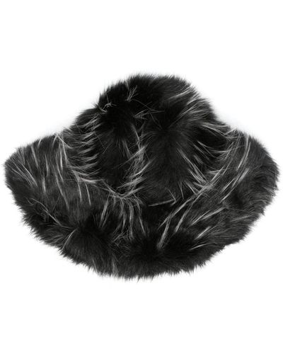 MSGM Faux-fur Cotton Bucket Hat - Black