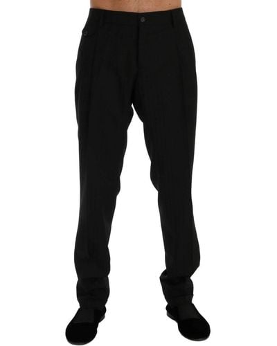 Dolce & Gabbana Dolce Gabbana Wool Stretch Dress Formal Pants - Black