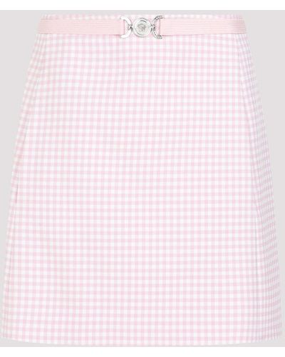 Versace Pastel Pink Virgin Wool Vichy Mini Skirt