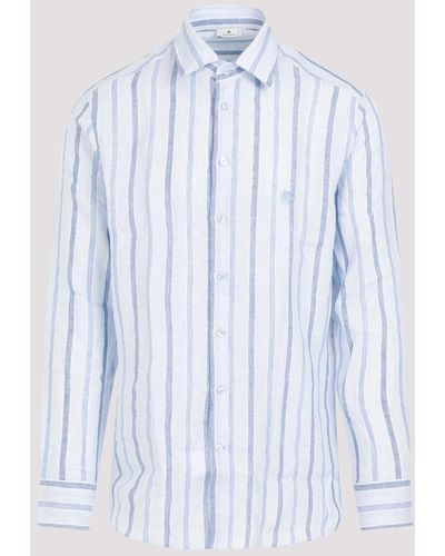 Etro Striped Roma Linen Shirt - Blue