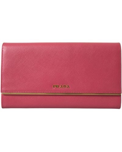 Prada Elegant Leather Bifold Wallet - Red
