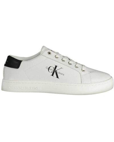 Calvin Klein Sleek Lace-Up Trainers With Logo Detail - White