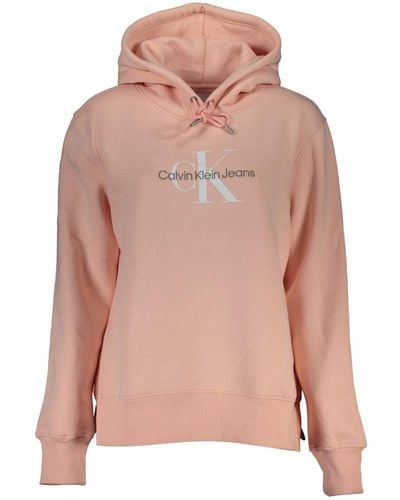 Calvin Klein Chic Fleece Hooded Sweatshirt With Logo Embroidery - Pink