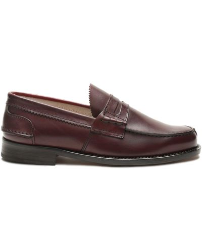 Saxone Of Scotland Brown Calf Leather Mens Loafers Shoes