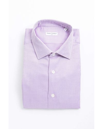 Robert Friedman Chic Pink Cotton Slim Collar Shirt For Men - Purple
