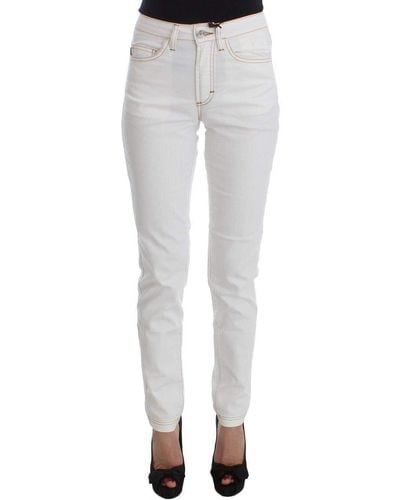 Cavalli Cotton Blend Slim Fit Jeans - White