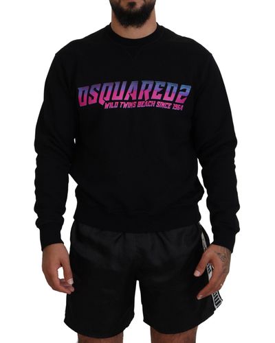 DSquared² Logo Print Long Sleeves Pullover Sweater - Black