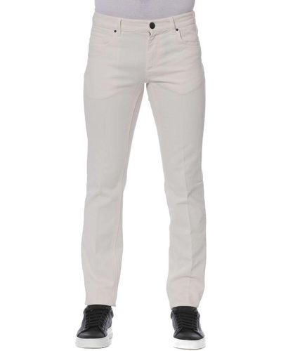 Trussardi White Cotton Jeans & Pant - Grey