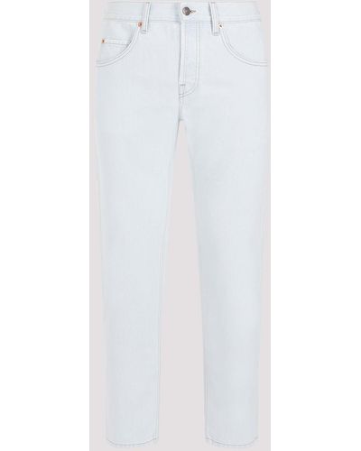 Gucci Light Blue Cotton Tapered Denim Trousers - White