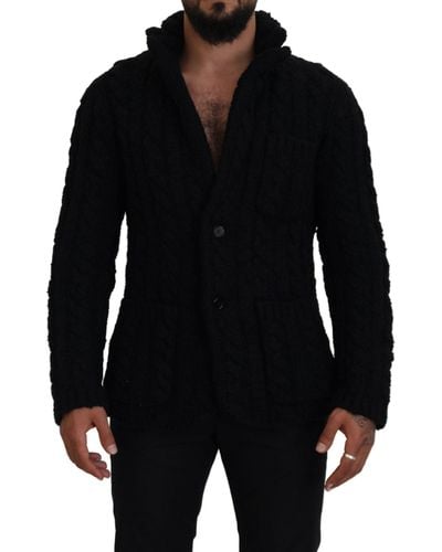 Dolce & Gabbana Wool Knit Button Cardigan Jumper - Black
