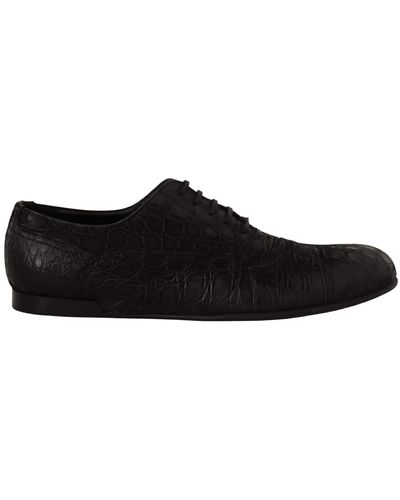 Dolce & Gabbana Black Caiman Leather Mens Oxford Shoes