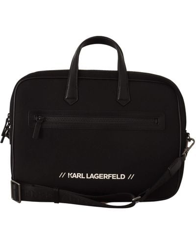 Karl Lagerfeld Sleek Nylon Laptop Crossbody Bag For Sophisticated Style - Black