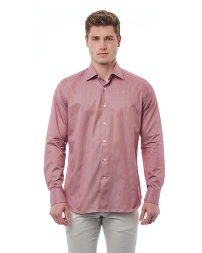 Bagutta Elegant Cotton Italian Collar Shirt - Pink