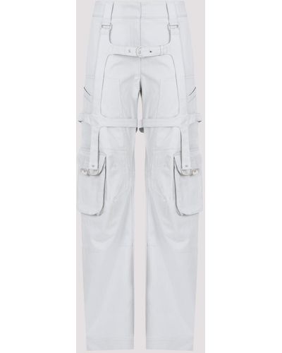 Off-White c/o Virgil Abloh Artic Ice White Cotton Cargo Pocket Over Trousers