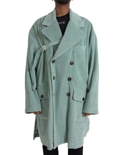 Dolce & Gabbana Double Breasted Corduroy Cotton Jacket - Green