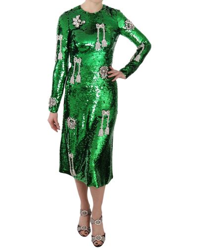 Dolce & Gabbana Dolce Gabbana Sequin Swarovski Crystal Dress - Green